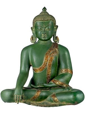 14" Buddha in the Bhumisparsha Mudra - Tibetan Buddhist In Brass | Handmade | Made In India