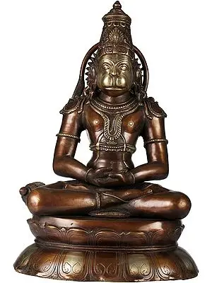 16" Lord Hanuman in Dhyana In Brass | Handmade | Made In India