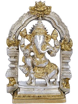 5" Temple Ganesha Sculpture in Brass | Handmade | Made In India
