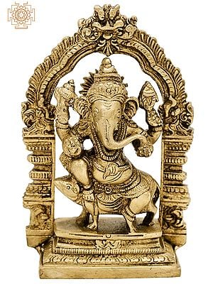 5" Temple Ganesha In Brass | Handmade | Made In India