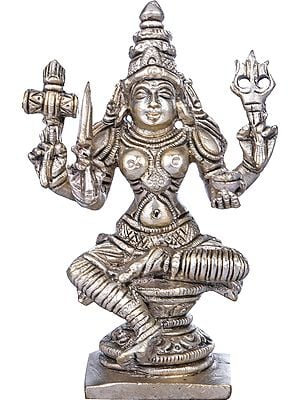 4" South Indian Goddess Durga (Mariamman) In Brass | Handmade | Made In India