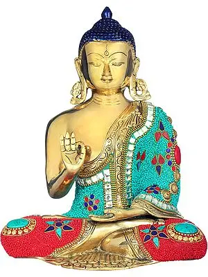 12" Tibetan Buddhist Deity Preaching Buddha In Brass | Handmade | Made In India