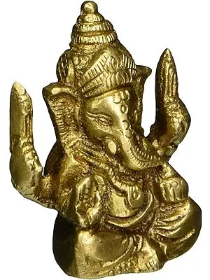 2" Lord Ganesha in Ashirwad Mudra In Brass | Handmade | Made In India