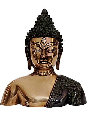 10" Tibetan Buddha Head In Brass | Handmade | Made In India
