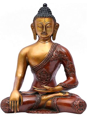 11" Tibetan Buddhist Lord Buddha in Earth Touching Gesture In Brass | Handmade | Made In India