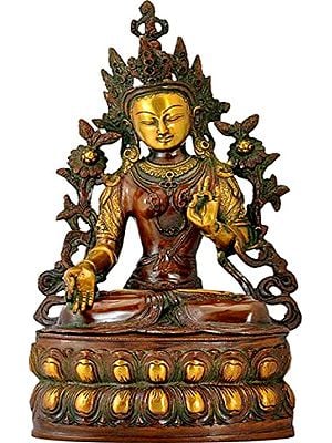 8" Tibetan Buddhist Goddess White Tara - The Goddess Who Removes All Fears In Brass | Handmade | Made In India