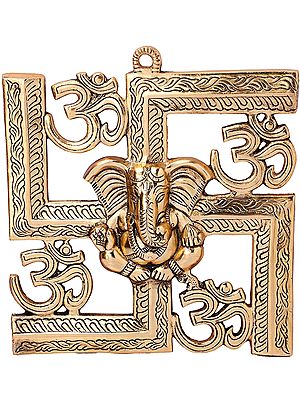 Swastik Wall Hanging with Lord Ganesha and Om (Aum)