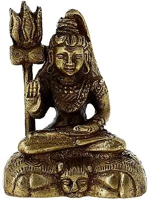 2" Small Blessing Lord Shiva Statue in Brass | Handmade | Made in India