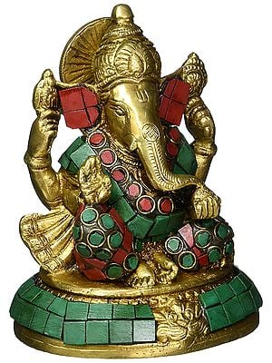 5" Modak Lover Lord Ganesha Statue in Brass | Handmade | Made In India