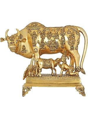 20" Abode Of The Devagana, The Cow In Brass | Handmade | Made In India