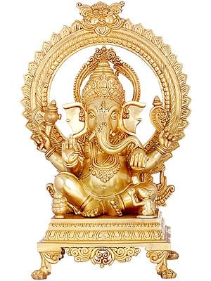20" Prabhavali Ganesha, A Naturalistic Rose Gold Composition In Brass | Handmade | Made In India
