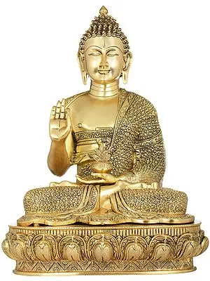 22" The Resplendent Buddha Gives You His Blessing In Brass | Handmade | Made In India