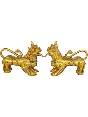 Nepalese Temple Lion Pair