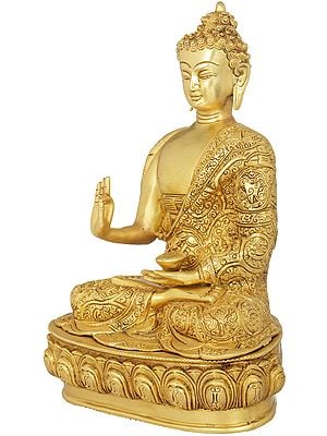 8" Tibetan Buddhist Deity Preaching Buddha In Brass | Handmade | Made In India