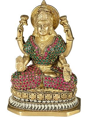 5" Goddess Lakshmi Statue in Brass | Handmade | Made In India