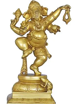 17" Dancing Ganesha In Brass | Handmade | Made In India
