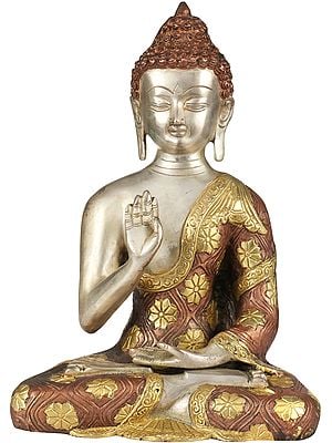10" Lord Buddha In Abhaya Mudra - Tibetan Buddhist In Brass | Handmade | Made In India