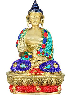 7" Blessing Buddha  - Tibetan Buddhist In Brass | Handmade | Made In India