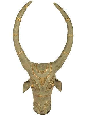 35" Large Nandi Head - Wall Hanging In Brass | Handmade | Made In India