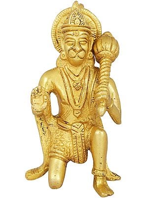 4" Hanuman Ji in Ashirwad Mudra In Brass | Handmade | Made In India