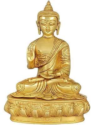 9" Blessing Buddha  - Tibetan Buddhist In Brass | Handmade | Made In India