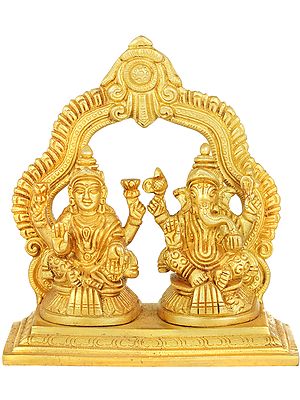 5" Lakshmi Ganesha Statue in Brass | Handmade | Made In India