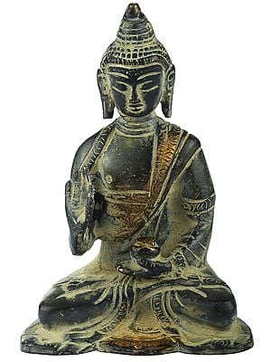 4" Small Buddha in Vitark Mudra - Tibetan Buddhist In Brass | Handmade | Made In India