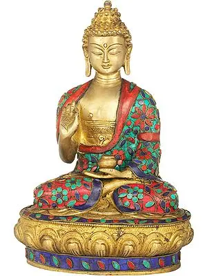 12" Tibetan Buddhist Deity Buddha in Preaching Gesture In Brass | Handmade | Made In India