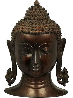 11" Lord Buddha Wall Hanging Mask (Tibetan Buddhist) In Brass | Handmade | Made In India