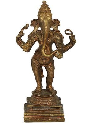 Small Bronze Ganesha with Slim Long Trunk