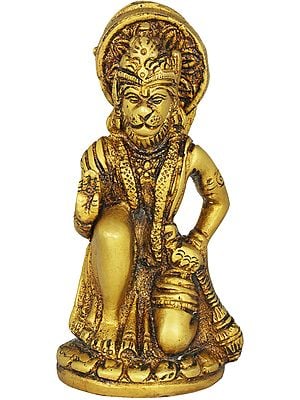 4" Seated Hanuman (Small Statue) In Brass | Handmade | Made In India