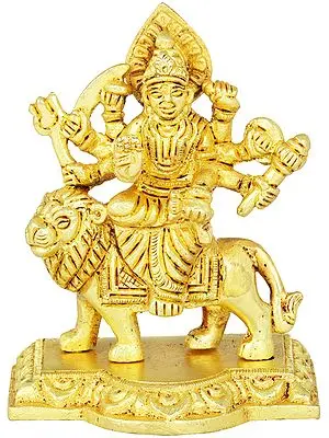 3" Small Goddess Durga In Brass | Handmade | Made In India
