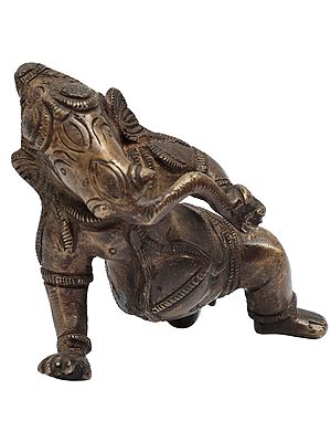 2" Baby Ganesha Statue with Modak in Brass | Handmade | Made in India