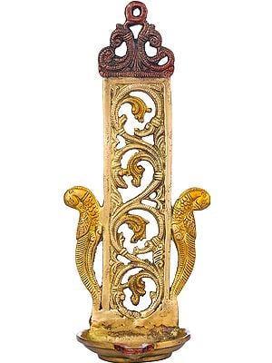 11" Wall Hanging Puja Lamp In Brass | Handmade | Made In India