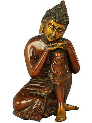 8" Tibetan Buddhist Deity Thinking Buddha In Brass | Handmade | Made In India