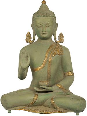 13" Tibetan Buddhist Deity Preaching Buddha In Brass | Handmade | Made In India
