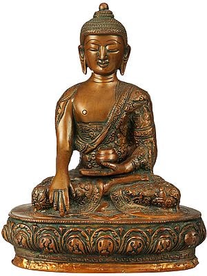 Tibetan Buddhist Lord Buddha, His Hand In Bhumisparsha Mudra