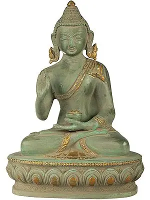 10" Tibetan Buddhist Shakyamuni Buddha in Preaching Mudra In Brass | Handmade | Made In India
