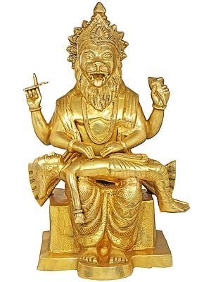 29"  Narasimha Killing the Demon Hiranyakashipu - Large Size In Brass | Handmade | Made In India