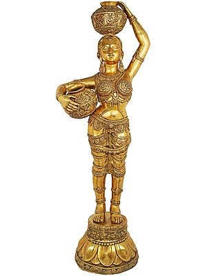 63" The Vrindavan Milkmaid In Brass | Handmade | Made In India