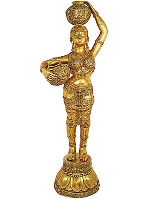 63" The Vrindavan Milkmaid in Brass | Handmade | Made in India