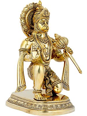 11" Lord Hanuman in Ashirwad Mudra In Brass | Handmade | Made In India