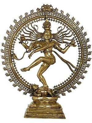 36" Unmistakable Silhouette of Nataraja Brass Idol | Handmade