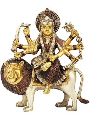 9" Sheran Waali Mata -Goddess Durga In Brass | Handmade | Made In India