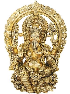 18" Kamalasana Shri Ganesha In Brass | Handmade | Made In India