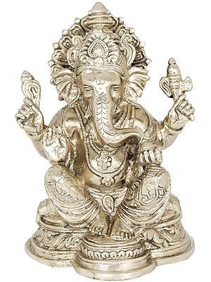 6" Seated Ganesha In Brass | Handmade | Made In India