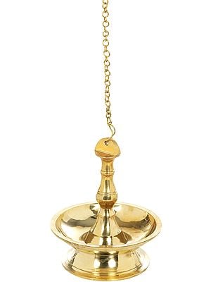 8" South Indian Puja Lamp In Brass | Handmade | Made In India