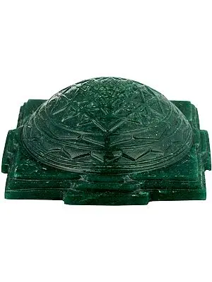Shri Yantra Carved in Green Aventurine