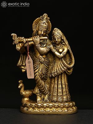 5" The Divine Lovers - Radha Krishna | Brass | Handmade | Made In India