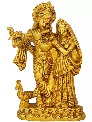 5" The Divine Lovers - Radha Krishna | Brass | Handmade | Made In India